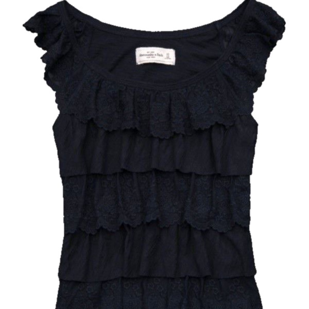 Abercrombie & Fitch Navy Blue Ruffled Lace Top